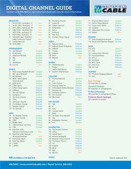 Waitsfield Cable Channel Guide