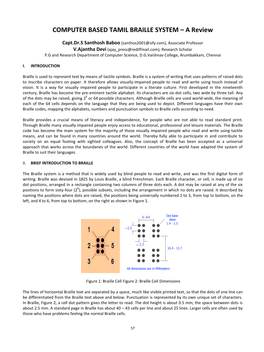 COMPUTER BASED TAMIL BRAILLE SYSTEM – a Review