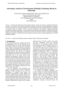 Advantages Analysis of Synchronous Modeling Technology Based on Solid Edge