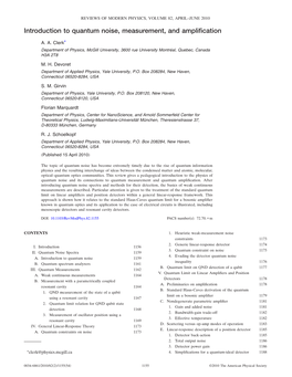 Introduction to Quantum Noise, Measurement, and Amplification