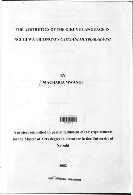 The Aesthetics of the Gikuyu Language in Ngugi Wa Thiong'o's