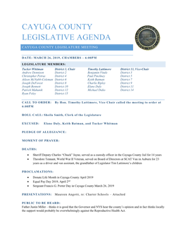 Cayuga County Legislative Agenda