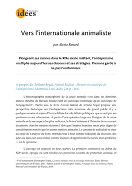 Vers L'internationale Animaliste