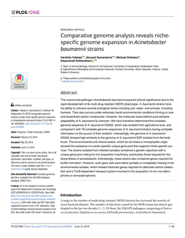 Comparative Genome Analysis Reveals Niche-Specific Genome Expansion