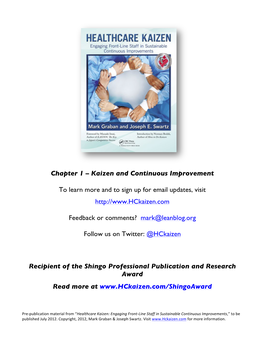 Chapter 1 – Kaizen and Continuous Improvement