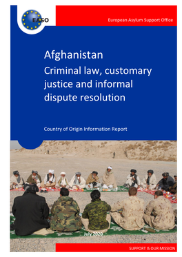 Afghanistan Criminal Law, Customary Justice and Informal Dispute Resolution