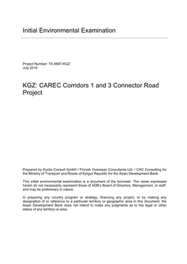 Initial Environmental Examination KGZ: CAREC Corridors 1 and 3