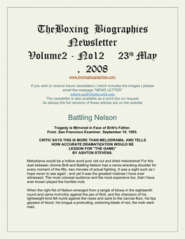 Theboxing Biographies Newsletter Volume2 - No12 23Th May , 2008