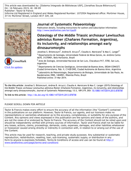 Osteology of the Middle Triassic Archosaur Lewisuchus Admixtus