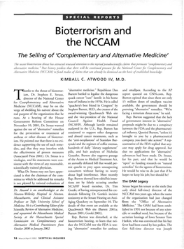 Bioterrorism and the NCCAM the Selling of 'Complementary and Alternative Medicine'