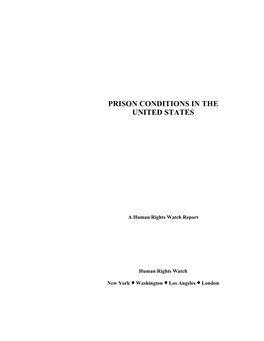 Prison Conditions in the United States