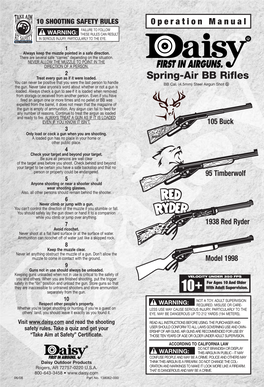 Spring-Air BB Rifles You Can Never Be Positive That You Were the Last Person to Handle BB Cal