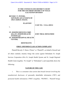 Case 4:14-Cv-02872 Document 22 Filed in TXSD on 06/30/14 Page 1 of 74