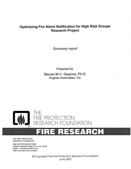 Optimizing Fire Alarm Notification for High Risk Groups Research Project