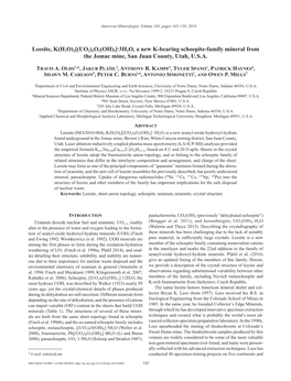 Leesite, K(H2O)2[(UO2)4O2(OH)5]∙3H2O, a New K-Bearing Schoepite-Family Mineral from the Jomac Mine, San Juan County, Utah, U.S.A