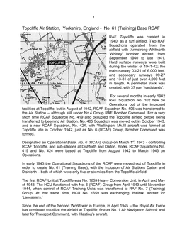 Topcliffe Air Station, Yorkshire, England - No