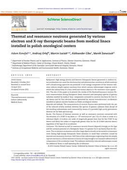 Thermal and Resonance Neutrons Generated by Various Electron and X-Ray Therapeutic Beams from Medical Linacs Installed in Polish