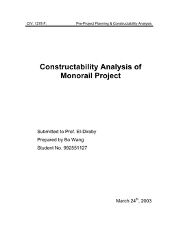 Constructability Analysis of Monorail Project