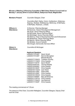 Minutes of Meeting of Planning Committee of Mid Ulster District Council Held on Monday 7 January 2019 in Council Offices, Ballyronan Road, Magherafelt