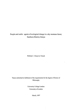 People and Cattle: Agents of Ecological Change in a Dry Montane Forest, Samburu District, Kenya