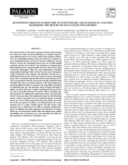 Quantifying Molluscan Body Size in Evolutionary and Ecological Analyses: Maximizing the Return on Data-Collection Efforts