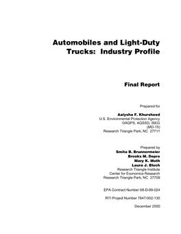 Automobiles and Light-Duty Trucks: Industry Profile