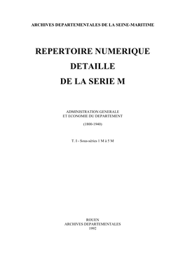Repertoire Numerique Detaille De La Serie M