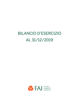 Bilancio D'esercizio Al 31/12/2019