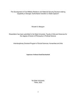 1 the Development of Civil-Military Relations and National Security