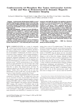 Combretastatin A4 Phosphate Has Tumor Antivascular Activity in Rat and Man As Demonstrated by Dynamic Magnetic Resonance Imaging