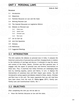 UNIT 3 PERSONAL LAWS Communalism