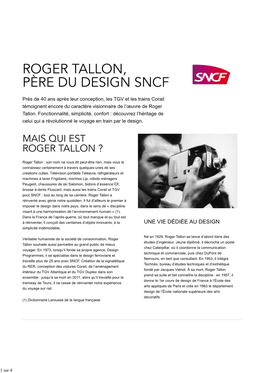 Corp Actualite Roger Tallon | SNCF