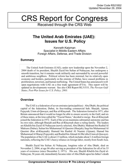 CRS Report for Congress Received Through the CRS Web