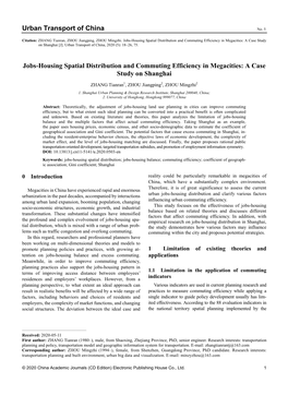 Urban Transport of China Jobs-Housing Spatial Distribution