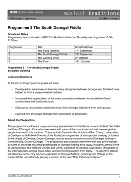 Musical Traditions KS4 Music - Television Teacher's Notes