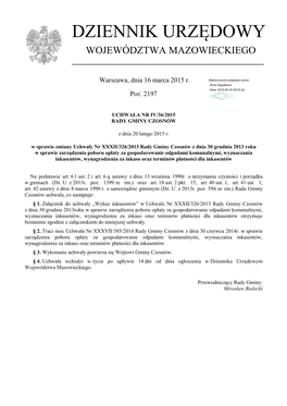 Uchwała Nr IV/36/2015 Z Dnia 20 Lutego 2015 R