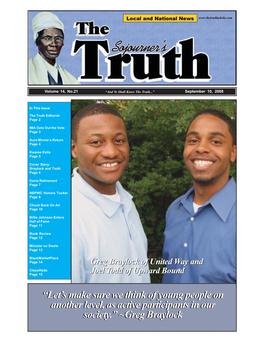 Greg Braylock of United Way and Classifieds Page 15 Joel Todd of Upward Boundbound