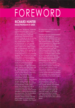 Foreword Richard Hunter Regius Professor of Greek