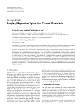 Imaging Diagnosis of Splanchnic Venous Thrombosis