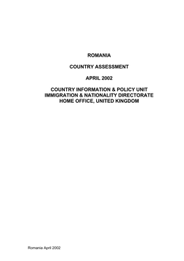 Country Assessment