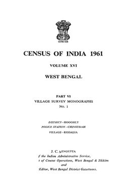 Village Survey Monographs, No-1, Part VI, Vol-XVI, West Bengal