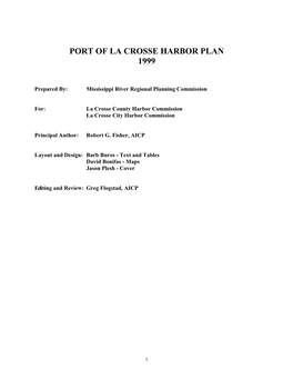 Port of La Crosse Harbor Plan 1999