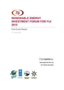 Renewable Energy Investment Forum for Fiji 2015
