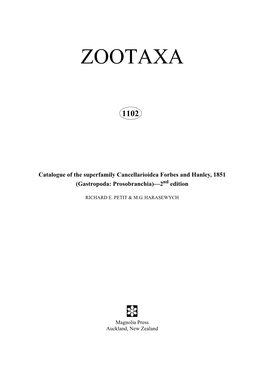 Zootaxa, Cancellarioidea (Gastropoda: Prosobranchia)