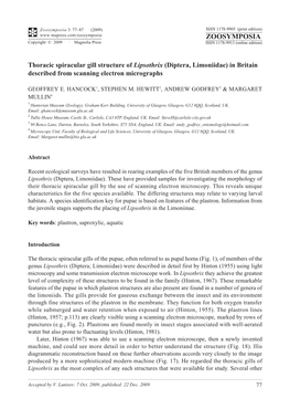 Zoosymposia 3: 77–87 (2009) ISSN 1178-9905 (Print Edition) ZOOSYMPOSIA Copyright © 2009 · Magnolia Press ISSN 1178-9913 (Online Edition)