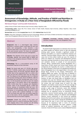 Assessment of Knowledge, Attitude, and Practice of WASH and Nutrition