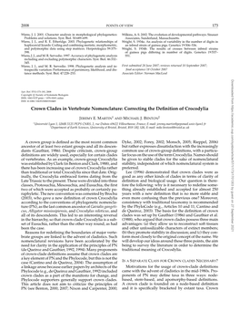 Crown Clades in Vertebrate Nomenclature: Correcting the Deﬁnition of Crocodylia