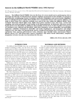 Insects in the Killbuck Marsh Wildlife Area: 1993 Survey1