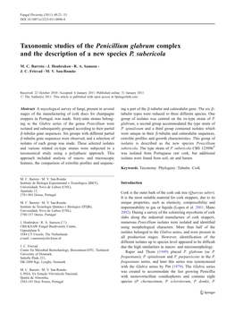 Taxonomic Studies of the Penicillium Glabrum Complex and the Description of a New Species P. Subericola