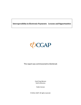 Interoperability in Electronic Payments: Lessons and Opportunities